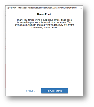 Report email response screenshot