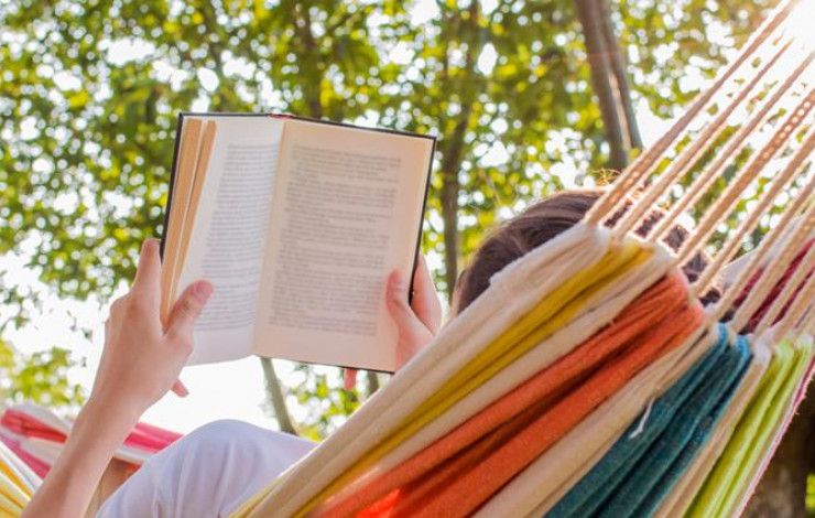 Reading in a hammock