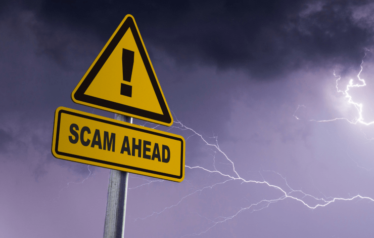 Scam ahead sign