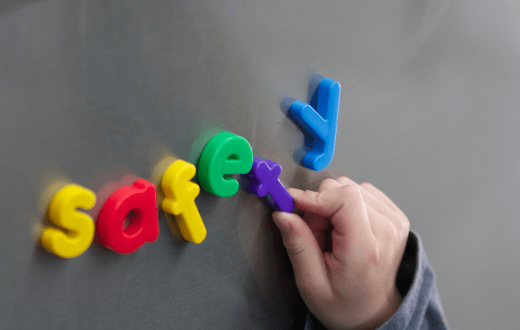 Fridge magnets spelling safety