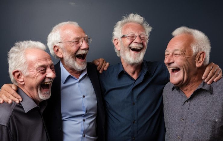 Four men laughing