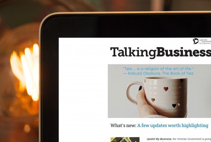 Enewsletter showing on laptop screen