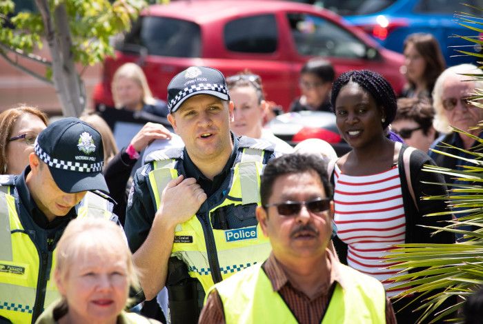  Police Officer in crowd at Walk Against Family Violence 2019