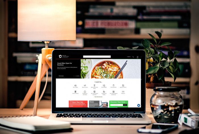 Website homepage on laptop