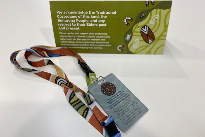 photo of lanyard and room sign