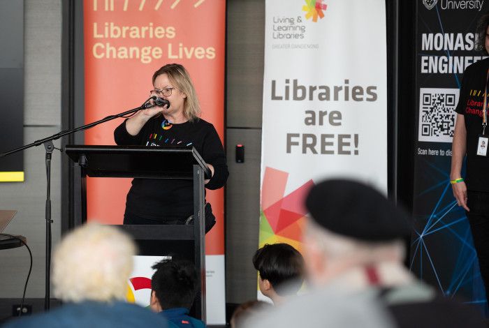 Library staff at a function