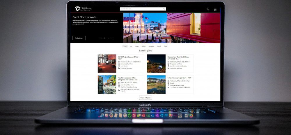 laptop with jobs site