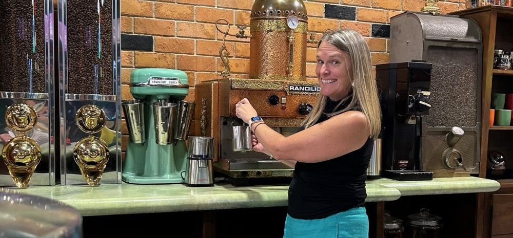 miranda making a coffee