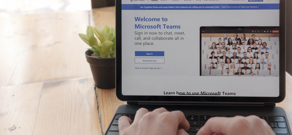 A computer with someone on Microsoft Teams