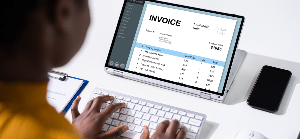 Invoice on a laptop screen
