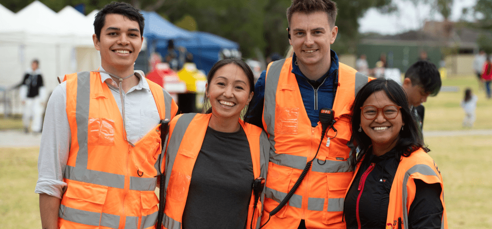 Staff members at an event