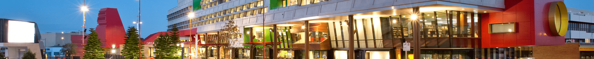 Dandenong Civic Centre Building at dusk
