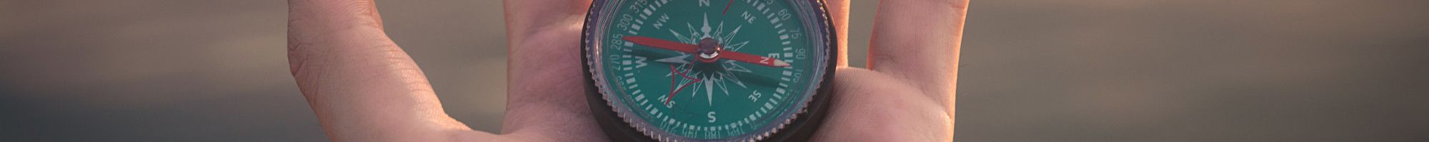hand holding a compass