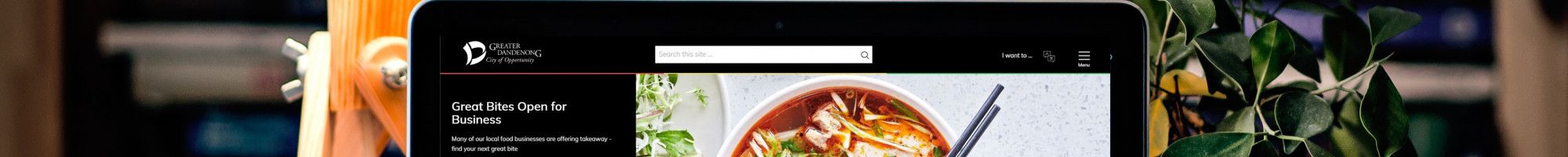 Website homepage on laptop