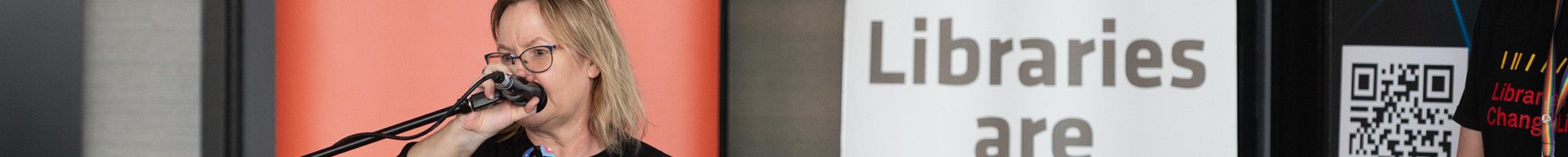 Library staff at a function