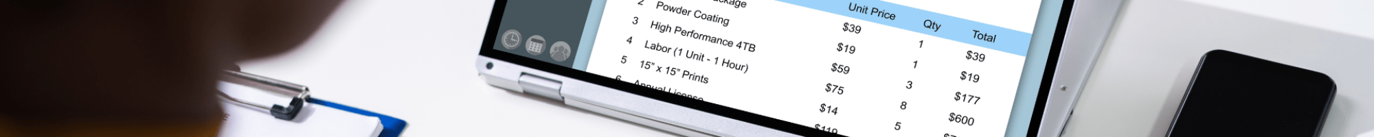 Invoice on a laptop screen