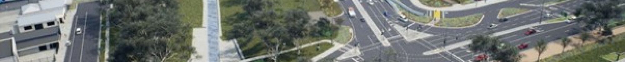 An aerial image of streets and roads