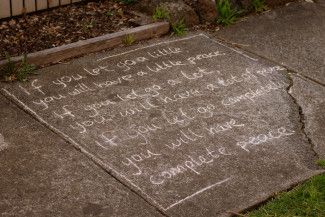 Lilian Lee - A reflection - Words on the footpath to reflect on