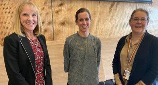Presenter Naomi Palmer (centre) with Kylie Sprague (left) and Nicole Josef (right)