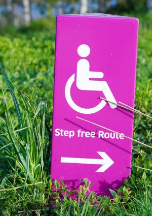 Pink sign step free route 