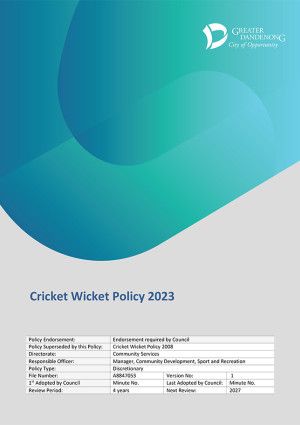 Cricket Wicket Policy 2023