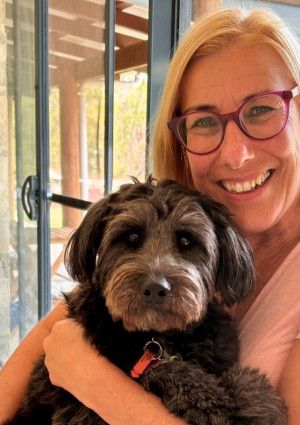Jacquie Weatherill with dog