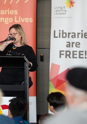 Library staff at a function