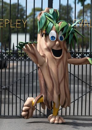 A person in a tree costume