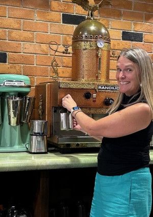 miranda making a coffee